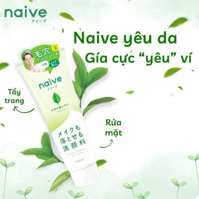 Sữa Rửa Mặt Sạch Sâu Chiết Xuất Lá Trà Xanh Kracie Naive Face Wash (Green Tea) - Tuýp 130G