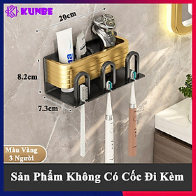 Giá Treo Bàn Chải Kem Đánh Răng KUNBE Chất Liệu Nhôm Siêu Nhẹ Dán Tường Bằng Keo Chắc Chắn