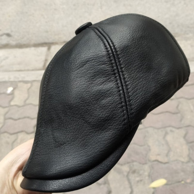Mũ beret/ Nón nồi nam BHY1915 da cừu cao cấp, không bong tróc