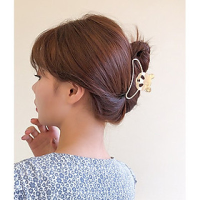 Kẹp tóc kim loại đơn giản con gấu trang trí tóc phong cách Vintage