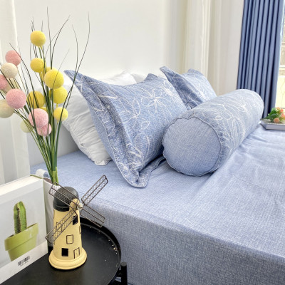 Bộ ga giường  KBedding by Everon KMTP 111 Microtencel Xanh in hoa (4 món)