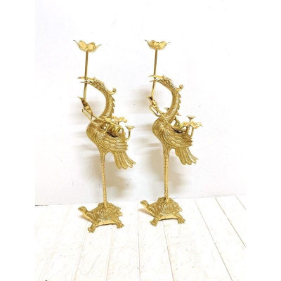 ĐÔI HẠC ĐỒNG CAO 52 CM NẶNG 4 KG CHẤT LIỆU BẰNG ĐỒNG