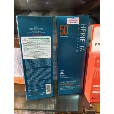 Kem chống nắng thảo dược Herietta Daily Moisture nâng tông, không bết dính SPF50+/PA+++ 70g 