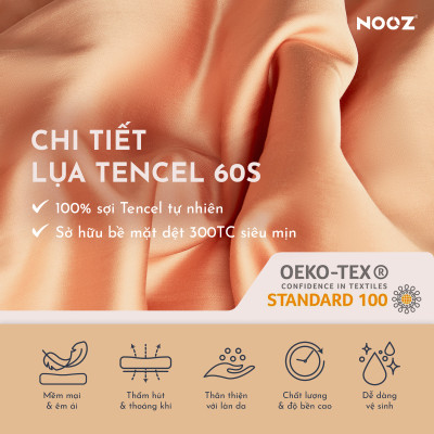 Ga Giường Lụa 60s NOOZ Bedding 1m6x2m & 1m8x2m Trơn Nhiều Màu Vải Mát Lạnh Mềm Mịn Thoáng Khí