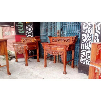 Bàn Thờ Bàn Cúng 2 Tầng 127cm gỗ Tràm Bông Vàng