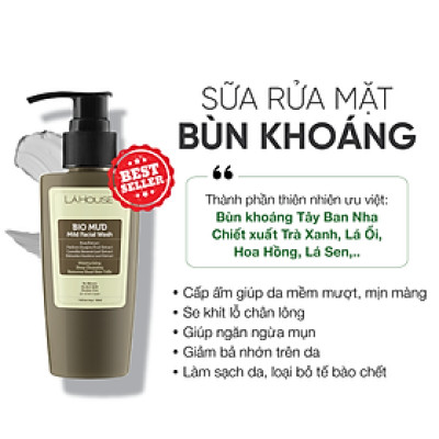 Sữa rửa mặt bùn khoáng loại bỏ tế bào da chết Lá House Bio Mud Mild Facial Wash 50ml/150ml