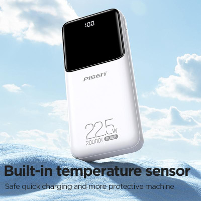 Sạc Dự Phòng Pisen Quick Semi - Mirror 22.5W 20000mAh - Màu Đen