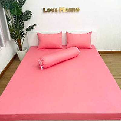 Ga chống thấm màu hồng trơn 1 màu LoveMama vải Cotton mềm mại không nóng