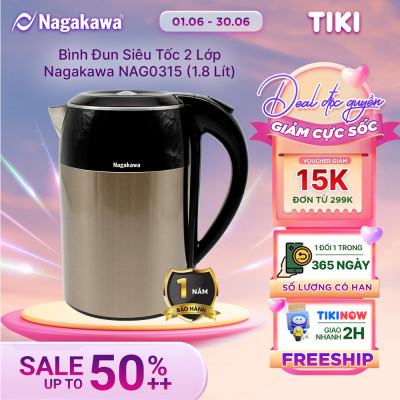 Bình Đun Siêu Tốc 2 Lớp Nagakawa NAG0315 (1.8 Lít) - Hàng Chính Hãng