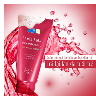 Sữa rửa mặt cải thiện dấu hiệu lão hóa dạng kem Hada Labo Pro-Aging Retinol B3 Cleanser 80g