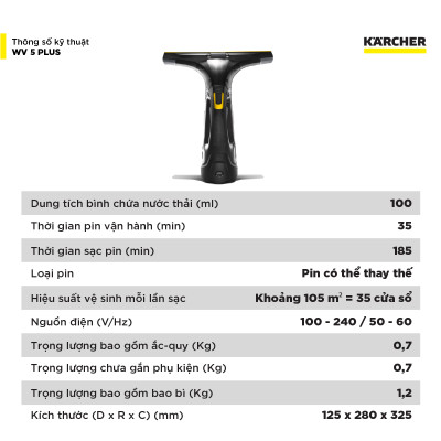 [Sản xuất Châu Âu] Máy lau kính dùng pin cầm tay WV 5 Plus - Phiên bản giới hạn 2025 - Bảo hành chính hãng 15 tháng - Hàng Chính Hãng