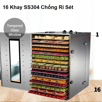 Máy sấy thực phẩm 16 khay inox 100 Lít Thương hiệu Mỹ Septree ST-02, Công suất 1500W - Hàng nhập khẩu (Bảo hành 12 Tháng)