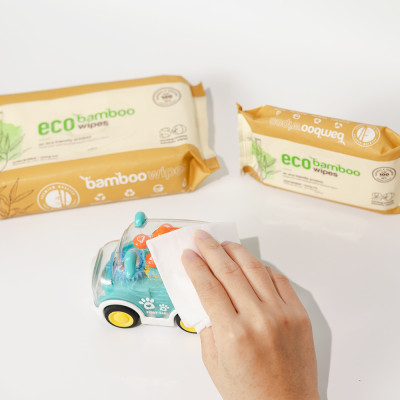 Khăn giấy ướt cao cấp EcoWipes vải sợi tre sinh thái Bamboo không mùi có thể phân hủy trong môi trường