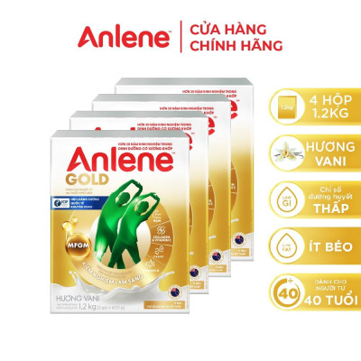 Bao bì mới - Combo 4 Sữa Bột Anlene Gold Hương Vanilla (Hộp Giấy 1,2kg)