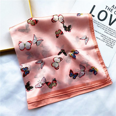 Khăn lụa vuông đa năng họa tiết bướm xinh AKL66 (60x60cm)