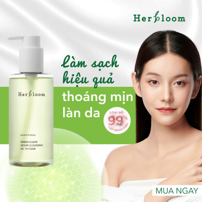 Sữa Rửa Mặt Herbloom Kiêm Tẩy Trang Green Clear Vegan Cleansing Oil to Foam (2in1) 200ML