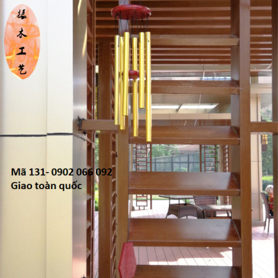 Chuông gió phong thuỷ 5 thanh màu vàng và màu trắng (tuỳ chọn)
