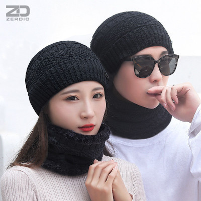 Mũ Len Kèm Khăn Quàng Cổ Có Lót Lông Cho Nam Và Nữ ML023