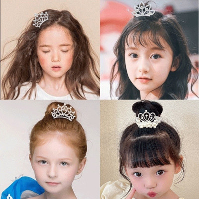 Dây Cột Tóc Đính Hạt Hình Vương Miệng Cho Bé