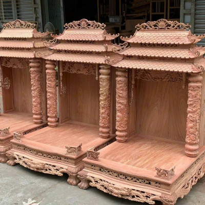 Bàn thờ ông địa thần tài bằng gỗ hương đá cực đẹp kt 61×69×130cm