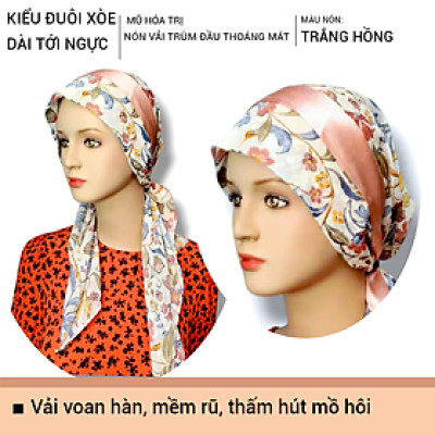 [KIỂU ĐUÔI XÒE] [VẢI VOAN] Nón vải trùm đầu, khăn đội đầu, mũ ung thư, chemo hat, khăn quấn nhiều kiểu, nón hóa trị