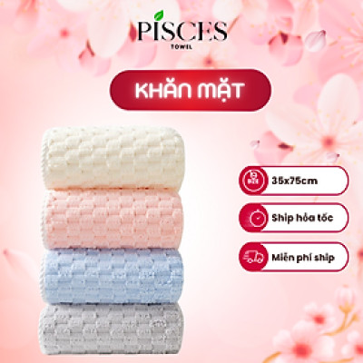 Khăn Mặt PISCES TOWEL 35x75cm Ô Chữ Nhật Cotton Mềm Mại, Khăn Spa Yoga Gym Thể Thao Thấm Hút Mồ Hôi