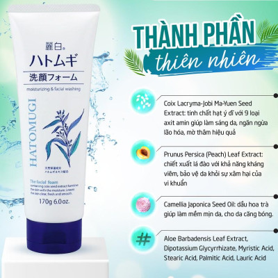 Sữa rửa mặt trắng da Hatomugi Cleansing Foam hạt Ý Dĩ