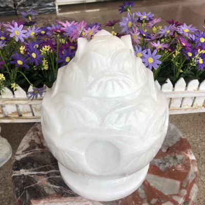 Hủ đưng tro cốt đá cẩm thạch trắng - Cao 25 cm
