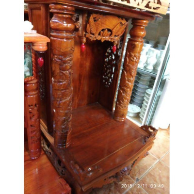 Bàn Thờ Thần Tài Ông Địa 60-88cm gỗ Tràm Bông Vàng