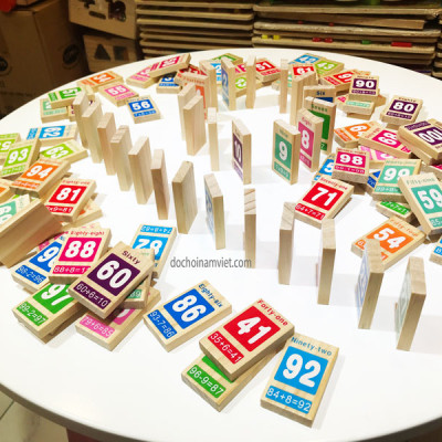 Domino 100 số Tiếng Anh phép toán cho bé học và chơi xếp hình sáng tạo