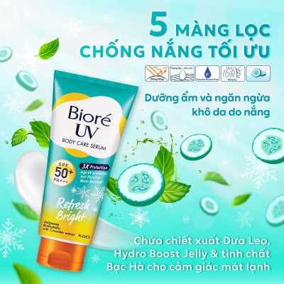 Serum Chống Nắng Dưỡng Thể Biore Kháng Bụi - Sáng Mịn Mát Lạnh Refresh Bright 150ml