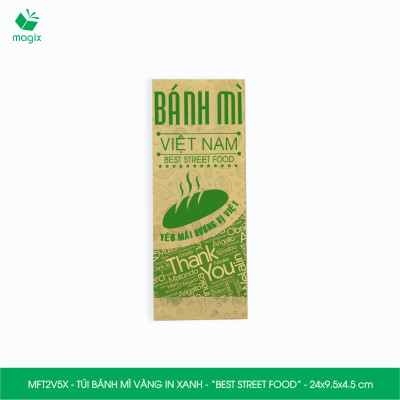  MFT2V5X - 24x9.5x4.5 cm - 100 túi giấy đựng bánh mì, túi đựng thức ăn mang đi, túi take away