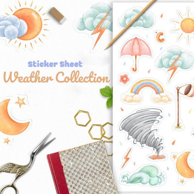 Sticker sheet wethear collection - chuyên dán, trang trí sổ nhật kí, sổ tay | Bullet journal sticker