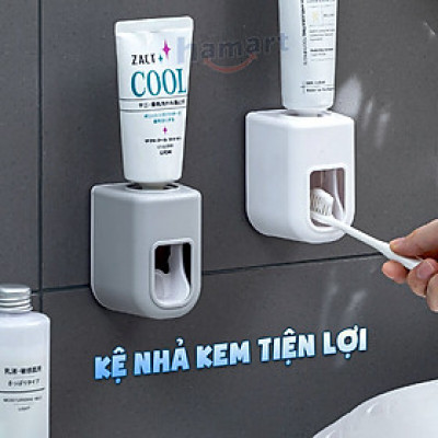 Kệ Nhả Kem Đánh Răng Tự Động Hình Hộp Dán Tường Hamart Kèm Miếng Keo Siêu Dính Tiện Lợi