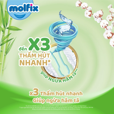 Combo 3 Tã/bỉm quần Molfix Thiên nhiên Super Jumbo M60/L52/XL42/XXL38