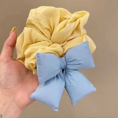 Buộc tóc scrunchies Puffy bow nơ phối màu nơ nhồi bông cotton bản lớn quá khổ