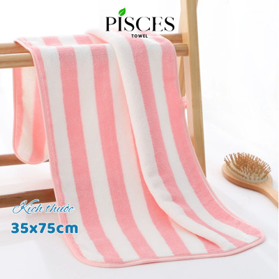 Khăn Mặt PISCES TOWEL 35x75cm Họa Tiết Sọc Cotton Mềm Mại, Khăn Spa Yoga Gym Thể Thao Thấm Hút Mồ Hôi