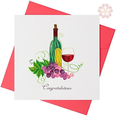 Thiệp Chúc Mừng Congratulation - li rượu mừng - size 15x15cm