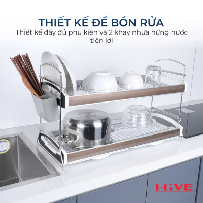 Giá úp chén bát DUAL 2 Tầng Inox 304 Cao Cấp