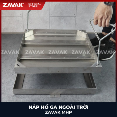 Nắp hố ga ngoài trời inox ZAVAK MHP-AA50 / KT 50x50cm, lát gạch tối đa 2cm/ tải 960kg