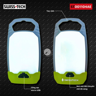 Bộ 2 đèn xách tay dùng trong cắm trại dùng Pin sạc SWISS+TECH ST001104AE - Hàng chính hãng