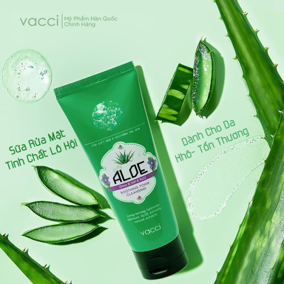 Sữa Rửa Mặt VACCI Tinh Chất Lô Hội 180ml - Làm Sạch Da - Cấp Ẩm - Giảm Tình Trạng Mụn Cám - Mụn Đầu Đen