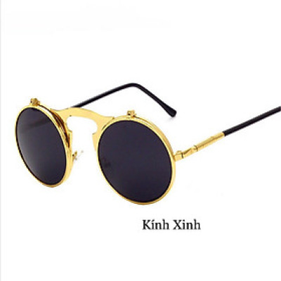 Kính mát Mắt tròn thời trang 2 lớp có thể mở nắp đi ngày và đêm