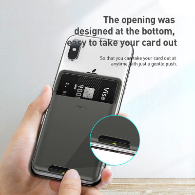Ốp Lưng Đựng Thẻ Siêu Mỏng Gắn Lưng Điện Thoại Silicon 3M-Chính Hãng Baseus