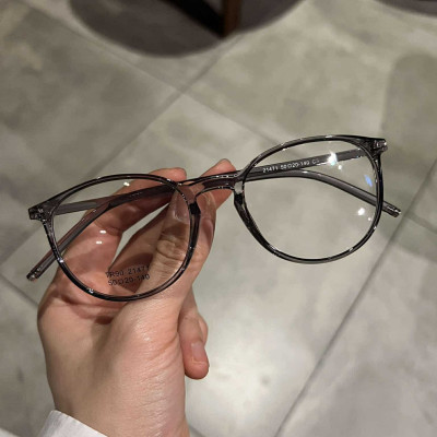 Kính gọng nhựa dẻo nhẹ Mắt tròn (Màu ghi trong)