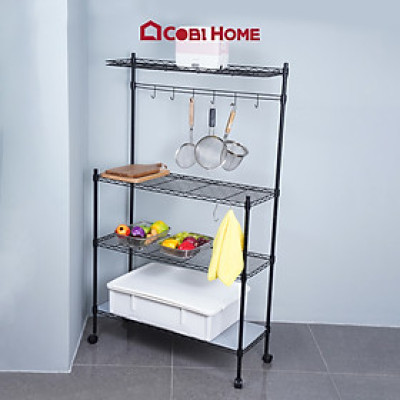Kệ sắt đa năng 4 tầng dùng trong nhà bếp – màu đen – CJ-B1509B