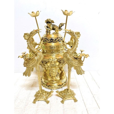 BỘ ĐỈNH TAM SỰ CAO 45 CM NẶNG 11.5 KG CHẤT LIỆU BẰNG ĐỒNG