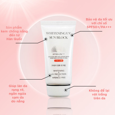 Kem chống nắng trắng da Jigott  Whitening UV Sun Block tuýp/70ml