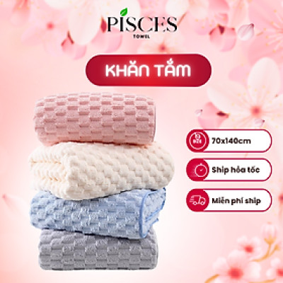Khăn Tắm PISCES TOWEL 70x140cm Ô Chữ Nhật Cotton Mềm Mại, Khăn Spa Yoga Gym Thể Thao Thấm Hút Mồ Hôi