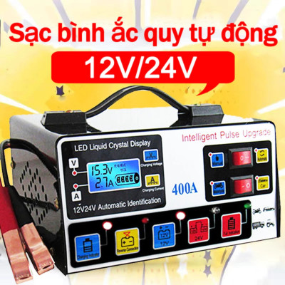 Sạc Ắc Quy Ô Tô & Xe Máy Pluse 400A: Thông Minh, Tự Ngắt Khi Đầy, Khử Sulfat & Bảo Dưỡng Ắc Quy Loại Tốt